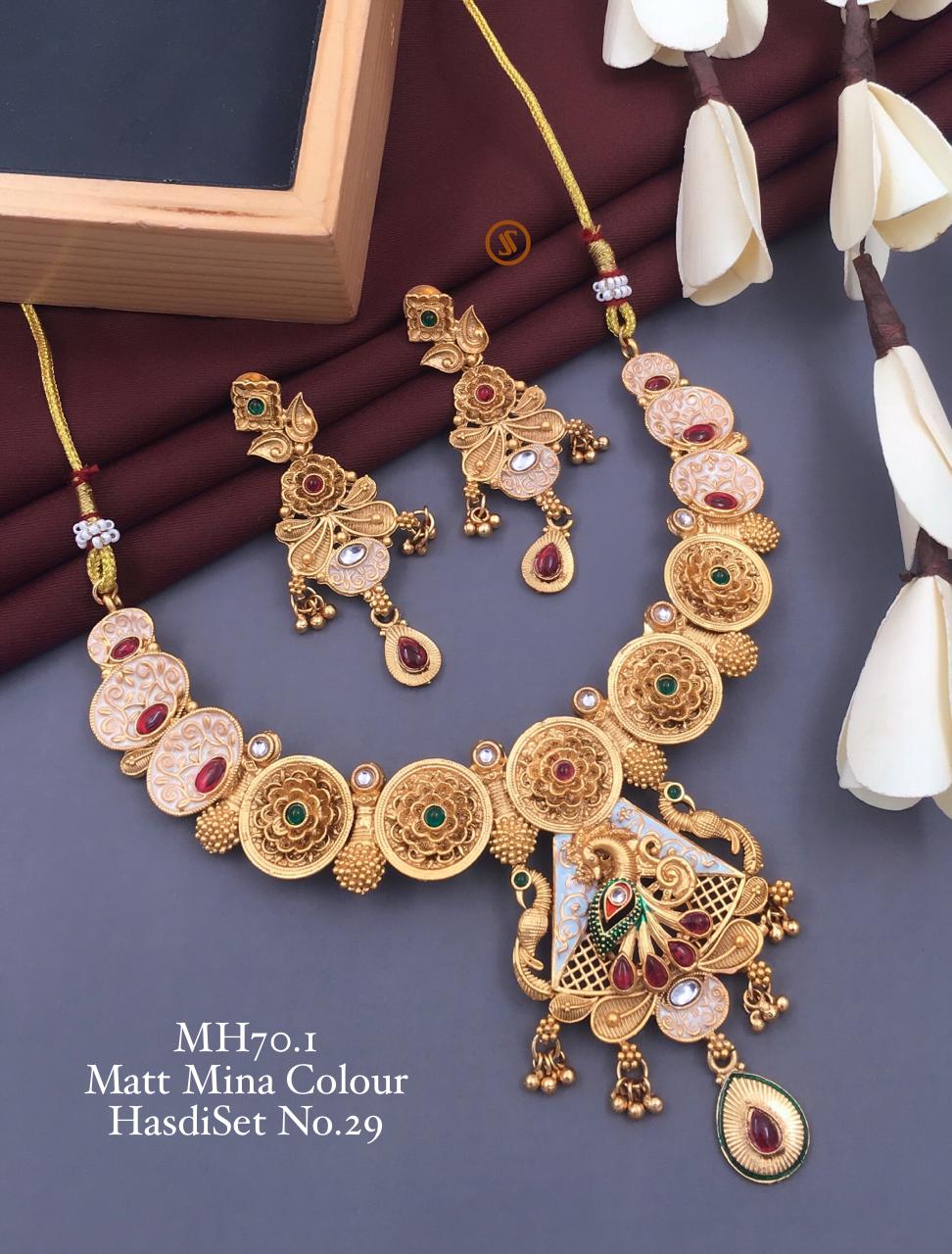 MH 70 Matte Mina Colour Hasadi Set Type Necklace Wholesale Export In India 
